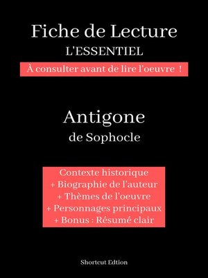 cover image of Fiche de lecture "L'ESSENTIEL"--Antigone de Sophocle